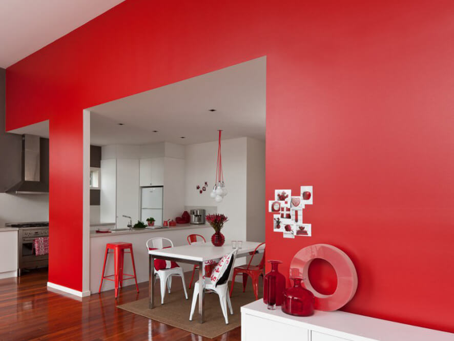 Modern red and white kitchen project